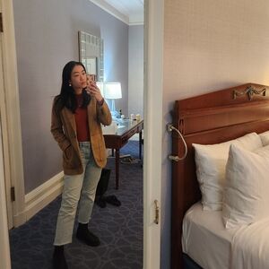 Madewell Larsen Windowpane Check Tan Wool-blend Blazer (XS)